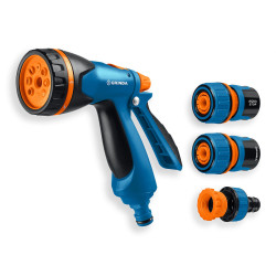 GRINDA B-834, пистолет поливочный B-8, коннектор 3/4, конектор 3/4 с автостопом, адаптер с внутр. резьбой 1/2х3/4, набор поливочный, PROLine / 429113